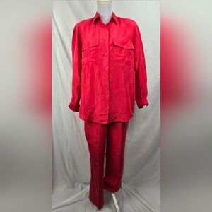 Anna & Frank Vintage 100% Silk 2pc Classic 80's Retro Safari Oufit Set sz S